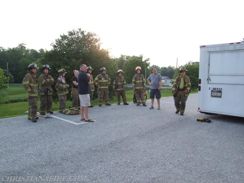 Captain Lofgren going over some of the specifics of fire ground ventilation, search and rescue...